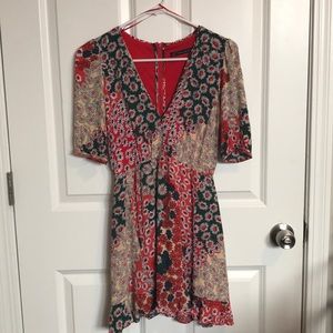 Multi Print Floral Mini Dress